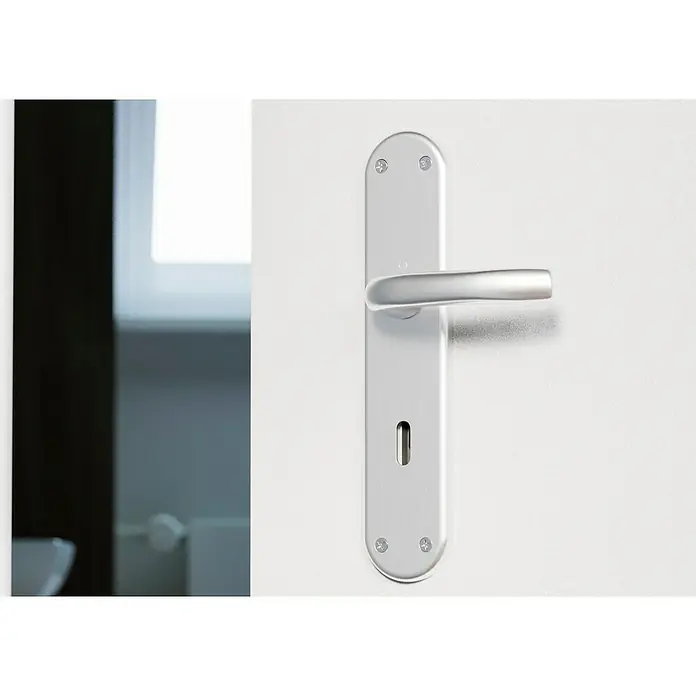 Hoppe Drückergarnitur Tokyo - Stärke Tür: 42 mm - 37 mm, Aluminium, Buntbart, Form Schild: Oval - Türbeschlag mit Griff und Schlüsselloch.