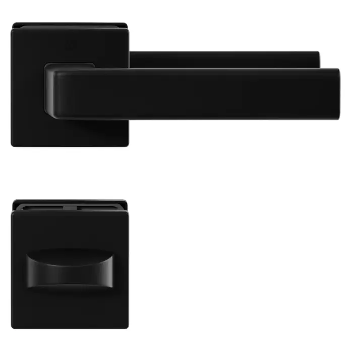 Hoppe Zimmertürgarnitur WC Dublin - Stärke Tür: 42 mm - 37 mm, Aluminium, Schwarz, Schlitzkopf/Olive