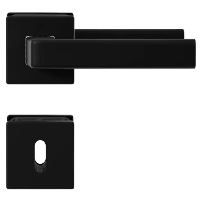 Hoppe Zimmertürgarnitur Dublin - Stärke Tür: 42 mm - 37 mm, Aluminium, Schwarz, Buntbart