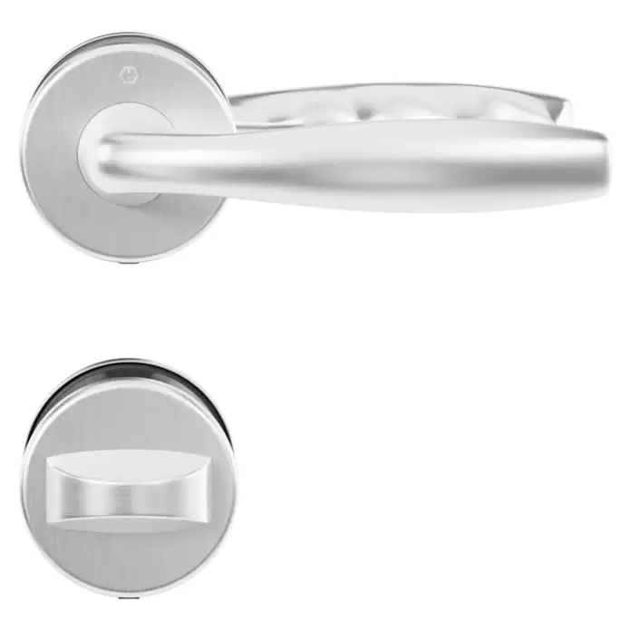 Hoppe Zimmertürgarnitur WC New York - Stärke Tür: 42 mm - 37 mm, Aluminium, Silber, Schlitzkopf/Olive