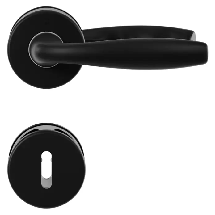Hoppe Zimmertürgarnitur New York - Stärke Tür: 42 mm - 37 mm, Aluminium, Schwarz, Buntbart
