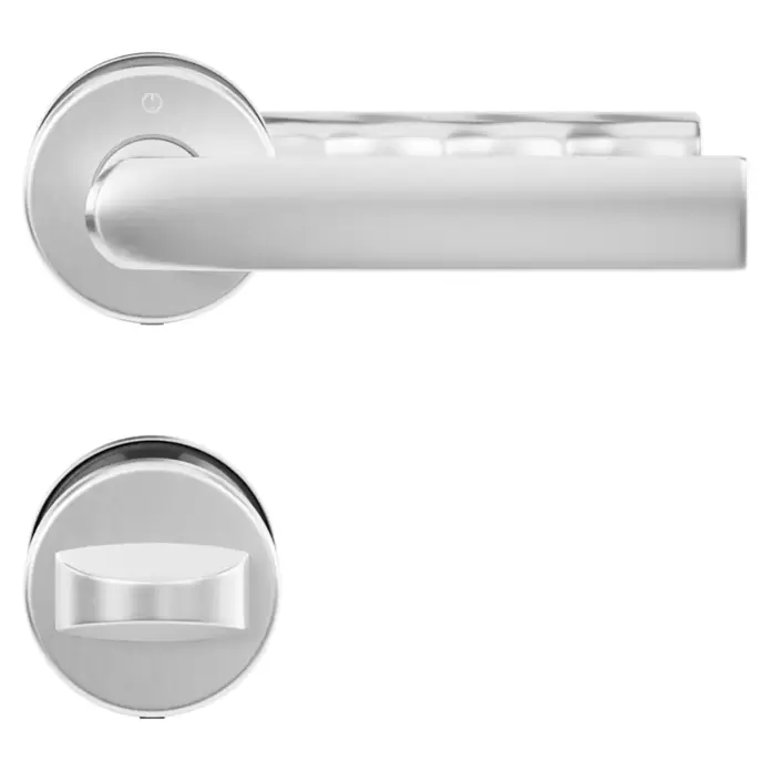 Hoppe Zimmertürgarnitur WC Hamburg - Stärke Tür: 42 mm - 37 mm, Aluminium, Silber, Schlitzkopf/Olive