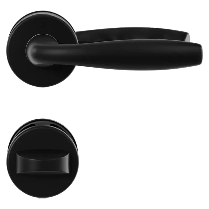 Hoppe Zimmertürgarnitur WC New York - Stärke Tür: 42 mm - 37 mm, Aluminium, Schwarz, Schlitzkopf/Olive