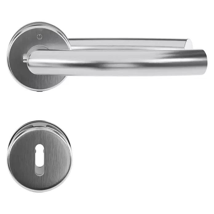 Hoppe Zimmertürgarnitur Narvik - Stärke Tür: 38 mm - 45 mm, Edelstahl, Buntbart