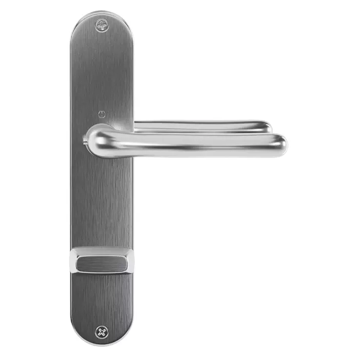 Hoppe Drückergarnitur WC Cardiff - Stärke Tür: 42 mm - 37 mm, Edelstahl, Schlitzkopf/Olive, Form Schild: Oval