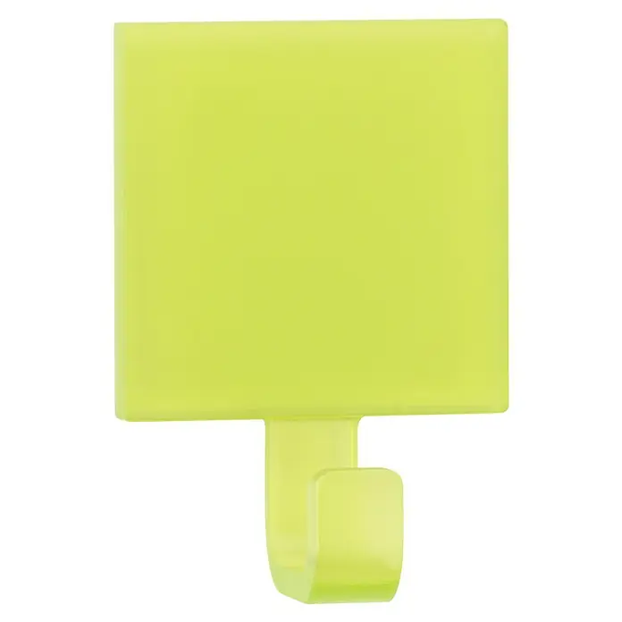 Inofix Colgador adhesivo 2305 - Plástico, Verde - Un llamativo gancho adhesivo verde lima con un diseño cuadrado, perfecto para artículos livianos. Práctico y elegante para cualquier habitación.