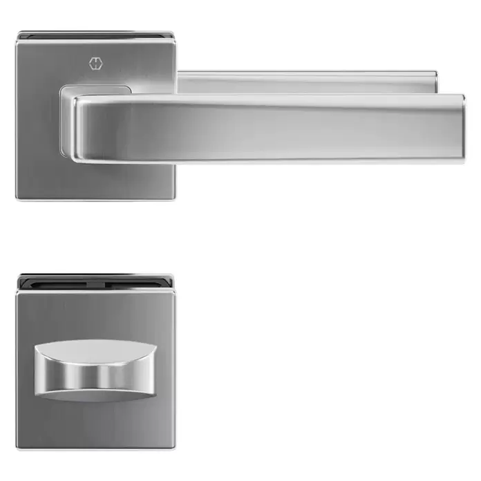 Hoppe Zimmertürgarnitur WC Dublin - Stärke Tür: 42 mm - 37 mm, Aluminium, Silber, Schlitzkopf/Olive