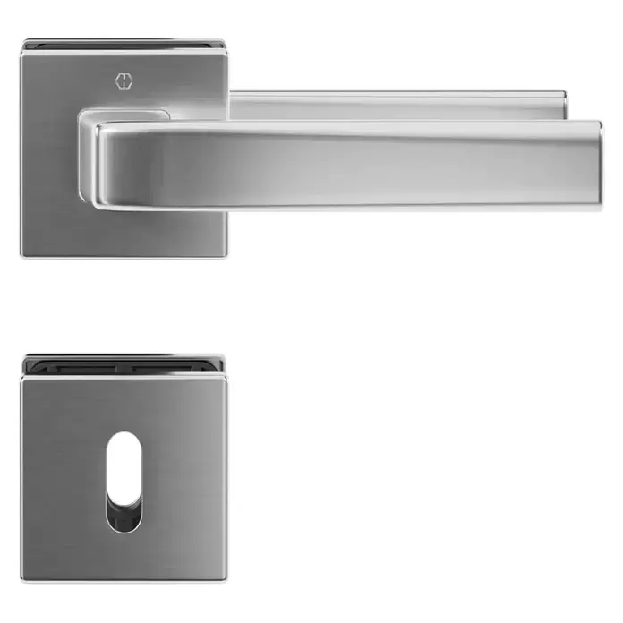 Hoppe Zimmertürgarnitur Dublin - Stärke Tür: 42 mm - 37 mm, Aluminium, Silber, Buntbart