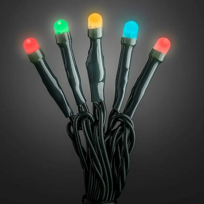 Konstsmide LED-Lichterkette - Innen, Lichtfarbe: Mehrfarbig, Anzahl Leuchtmittel: 100 Stk., Netzbetrieben, 9,93 m - Bunte LED-Lichterkette mit fünf Lichtern in Rot, Grün, Gelb und Blau. Perfekt für stimmungsvolle Beleuchtung.