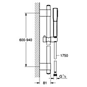 Grohe Grandera Brausegarnitur Stick (Lochabstand: 60 cm - 90 cm, Art Strahl: Rain, Chrom/Gold) | BAUHAUS