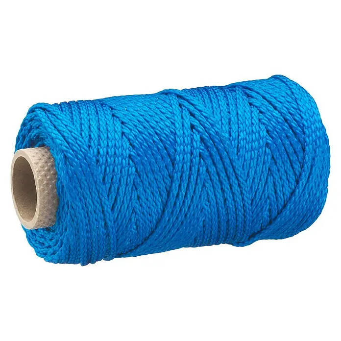 Cuerda DY2702846 - 1,7 mm x 100 m, Plástico, Azul, Carga soportada: 6 kg - Rollo de cordel de albañil azul, ideal para la alineación precisa y las mediciones en obras. Fuerte y duradero.
