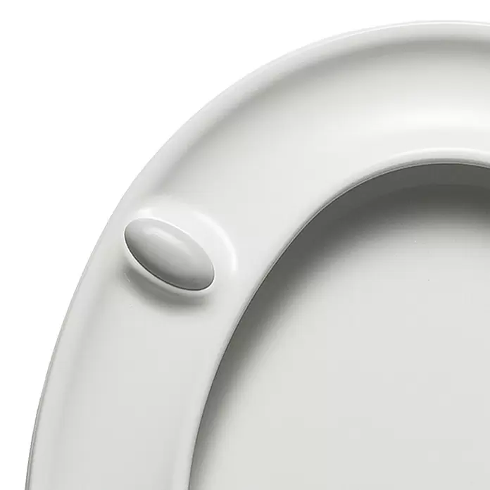 Poseidon Tapa de WC Florenz - Duroplast, Blanco, Con caída amortiguada - Asiento de inodoro blanco con un tope de goma gris visible en la parte inferior.
