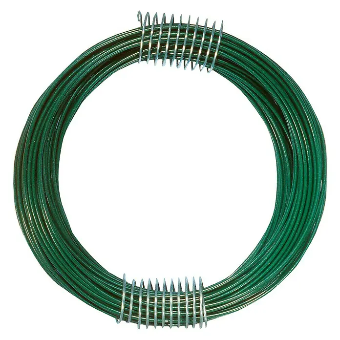 Cable metálico FLOR78550 - Ø x L: 1,4 mm x 10 m, Lacado - Anillo de alambre de atar verde: Ideal para sujetar plantas y decoración, robusto y flexible para usos versátiles en jardinería y floristería.