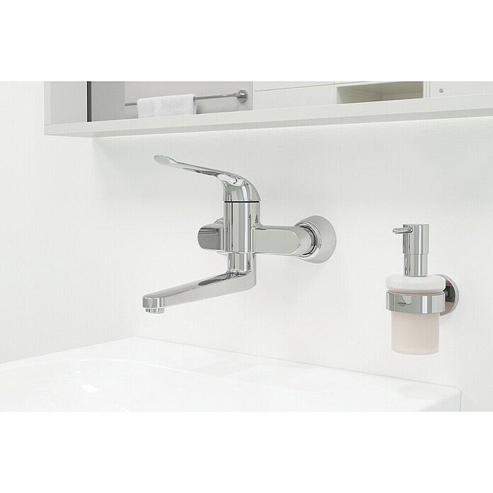 Grohe Euroeco Special Waschtischarmatur (Wandmontage, Chrom, Glänzend, Ausladung Armatur: 214 mm, Mit absperrbaren S-Anschlüssen) | BAUHAUS