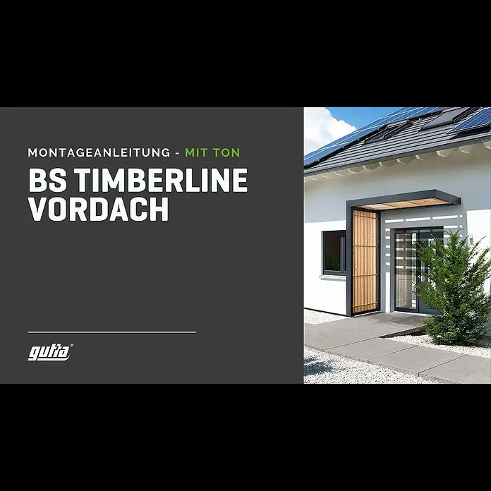 Gutta Rechteckvordach BS Timber-Line - 200 x 90 x 12,5 cm - BS Timberline-Vordach Montage | NEW 2022 by Gutta