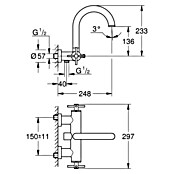 Grohe Atrio Badewannenarmatur (Zweigriffmischer, Supersteel, Matt)