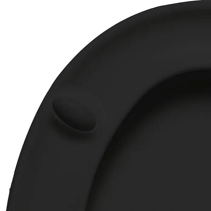 Bemis WC-Sitz Hudson - Holz, Schwarz, Mit Absenkautomatik - Nahaufnahme einer eleganten, schwarzen Toilettenbrille, die modernes Design und Funktionalität vereint. Perfekt für jedes Badezimmer.