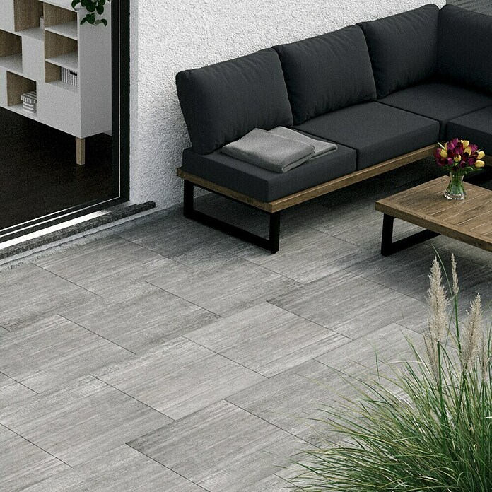 Terrassenfliese Garden Grey Struktur (59,7 x 59,7 x 2 cm, Grau, Matt) | BAUHAUS