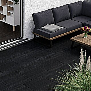 Terrassenfliese Garden Black Struktur (59,7 x 59,7 x 2 cm, Schwarz, Matt)