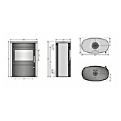 Justus Kaminofen Agero 2.0 (7 kW, Raumheizvermögen: 144 m³, Verkleidung: Stahl, Schwarz)