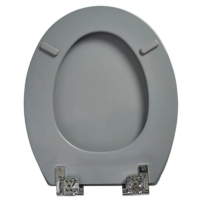 Bemis WC-Sitz Cottage - Holz, Grau, Mit Absenkautomatik - Grauer WC-Sitz mit Chrombeschlägen, ideal für jedes Badezimmer. Bequemes und stilvolles Design für mehr Komfort.