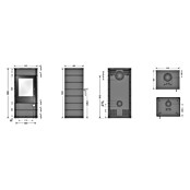 Justus Kaminofen Tova (6 kW, Raumheizvermögen: 124 m³, Verkleidung: Stahl, Schwarz)