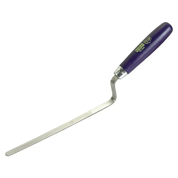 Connex Paleta para juntas - 12 cm x 310 mm - Una llana para juntas Mauer Krone de 10 mm con mango azul y hoja de acero curvada, ideal para trabajos de rejuntado precisos en albañilería.