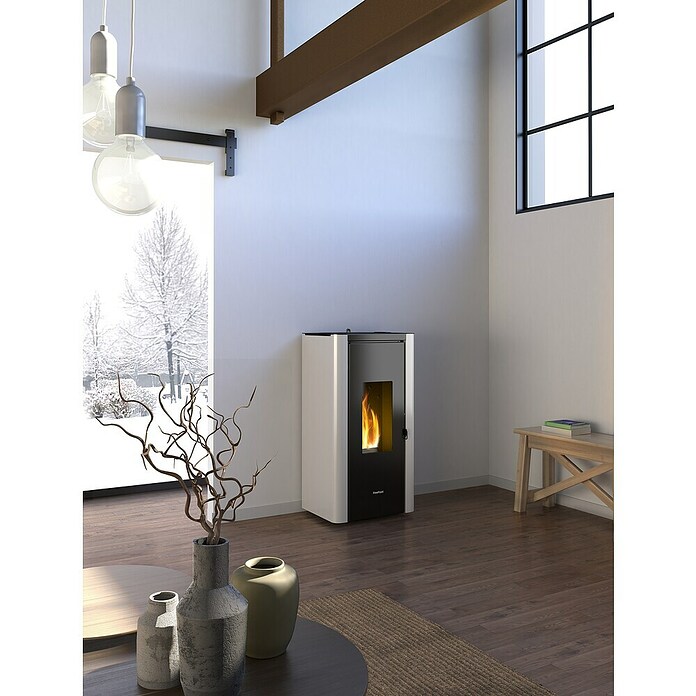 FreePoint Estufa de pellets Indigo Evo (7 kW, Volumen de calefacción: 71 m³ - 200 m³, Blanca) | BAUHAUS