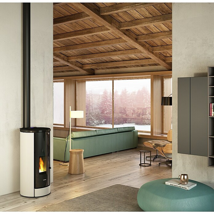 FreePoint Estufa de pellets Breeze Wifi (8,67 kW, Volumen de calefacción: 58 m³ - 218 m³, Blanca) | BAUHAUS