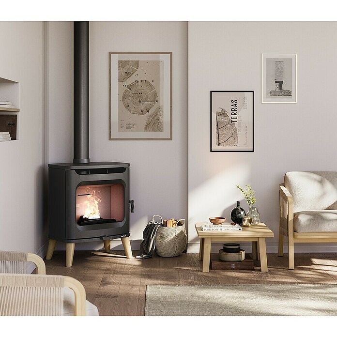 FreePoint Estufa de leña Flos Wood (7 kW, Volumen de calefacción: 196 m³, Negro) | BAUHAUS