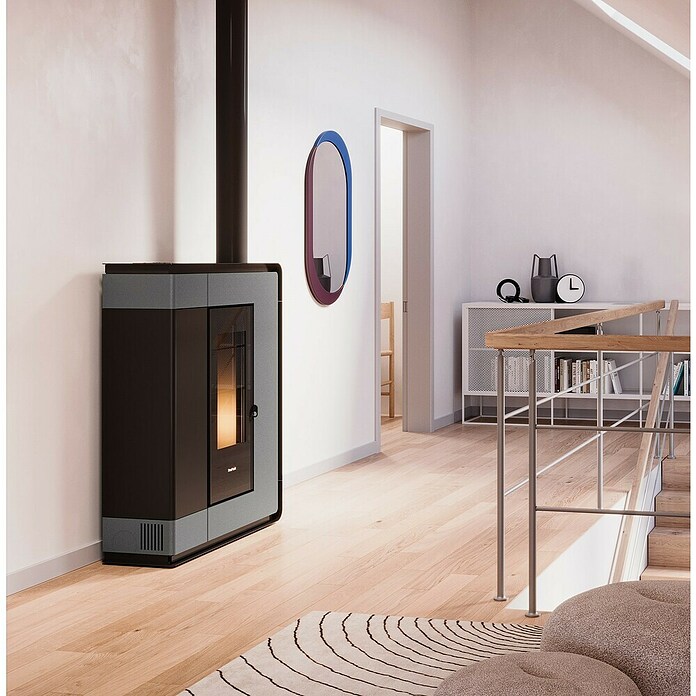 FreePoint Estufa de pellets Arco canalizable (9 kW, Volumen de calefacción: 70 m³ - 238 m³, Negro y titanium) | BAUHAUS