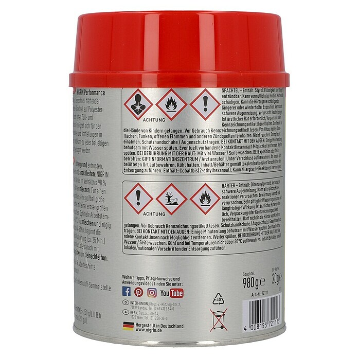 Nigrin Performance Füllspachtel (1 kg) | BAUHAUS