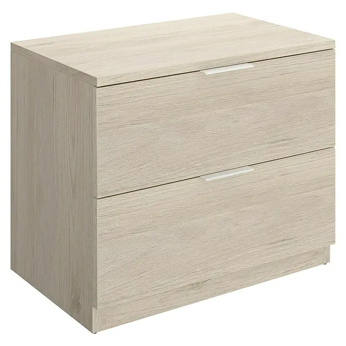 Dekit Mesita de noche Lago - L x An x Al: 34 x 50 x 46 cm, Natural, Número de cajones: 2 ud. - Mesita de noche moderna de madera clara con dos cajones, ideal para el dormitorio o la oficina.