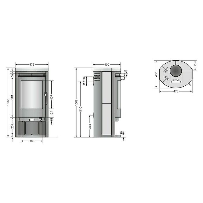 Justus Kaminofen Baltrum D 2.0 (5,5 kW, Raumheizvermögen: 88 m³, Material Verkleidung: Stahl, Schwarz) | BAUHAUS
