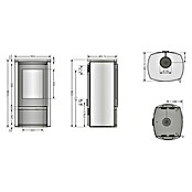 Justus Kaminofen Reno R (6 kW, Raumheizvermögen: 124 m³, Verkleidung: Stahl, Schwarz)