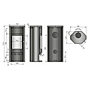 Justus Usedom 5 Kaminofen Usedom W+ 2.0 (5,5 kW, Raumheizvermögen: 88 m³, Material Verkleidung: Stahl, Schwarz) | BAUHAUS