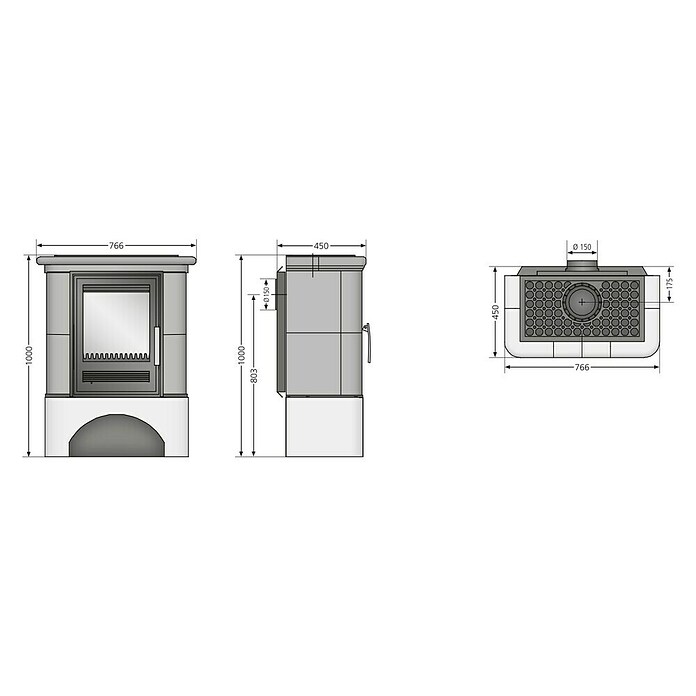 Justus Kachelkamin Bavaria (7 kW, Raumheizvermögen: 144 m³, Verkleidung: Keramik, Grün)