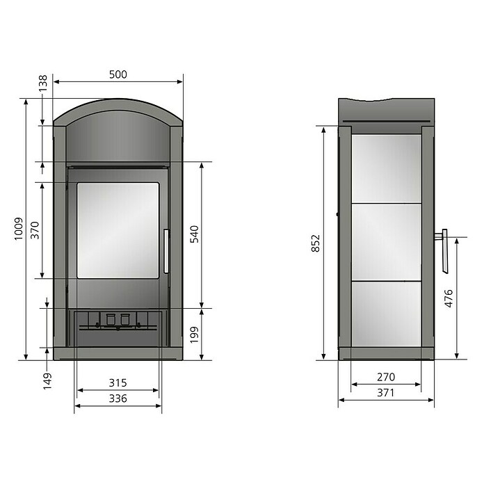 Justus Kaminofen Vegas (6 kW, Raumheizvermögen: 124 m³, Verkleidung: Specksteinkeramik, Schwarz)