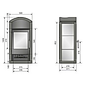 Justus Kaminofen Vegas (6 kW, Raumheizvermögen: 124 m³, Verkleidung: Specksteinkeramik, Schwarz)