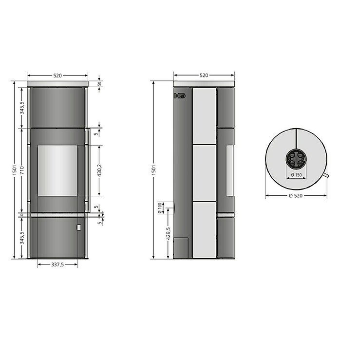 Justus Wasserführender Kaminofen Faro Aqua 2.0 (8,5 kW, Raumheizvermögen: 200 m³, Material Abdeckung: Stahl, Schwarz)