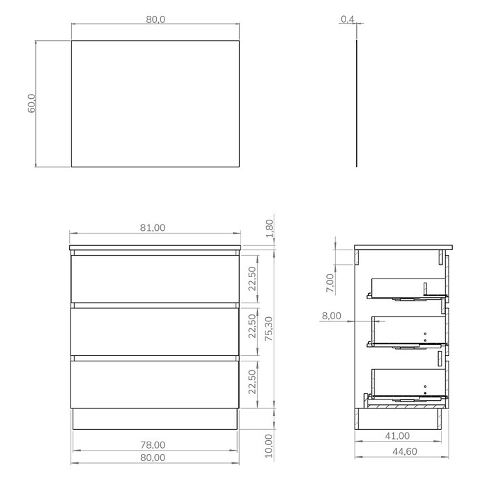Artysan Conjunto de mueble de baño Inter (Ancho total del mueble de baño: 80 cm, Roble, Mate) | BAUHAUS