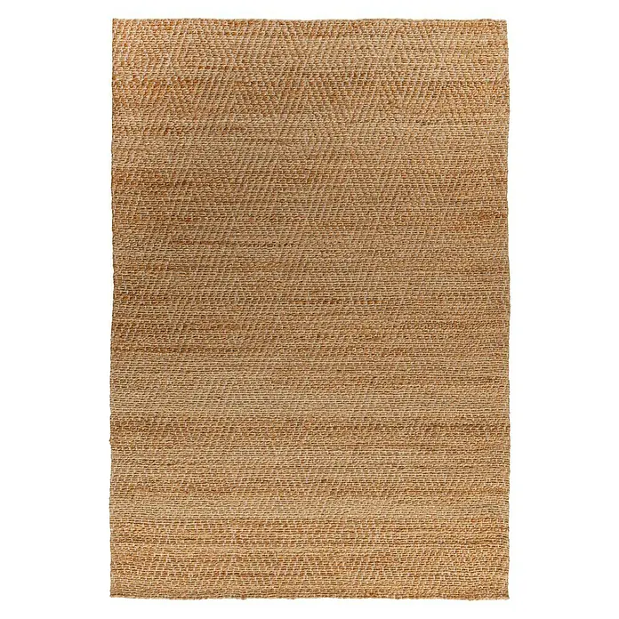 Juteteppich Nature 501 - Naturbraun, 230 x 160 cm, 100 % Jute - Nahaufnahme eines rechteckigen Teppichs mit einem geometrischen Rautenmuster in hellbraunen Farbtönen. Strukturierte Oberfläche.