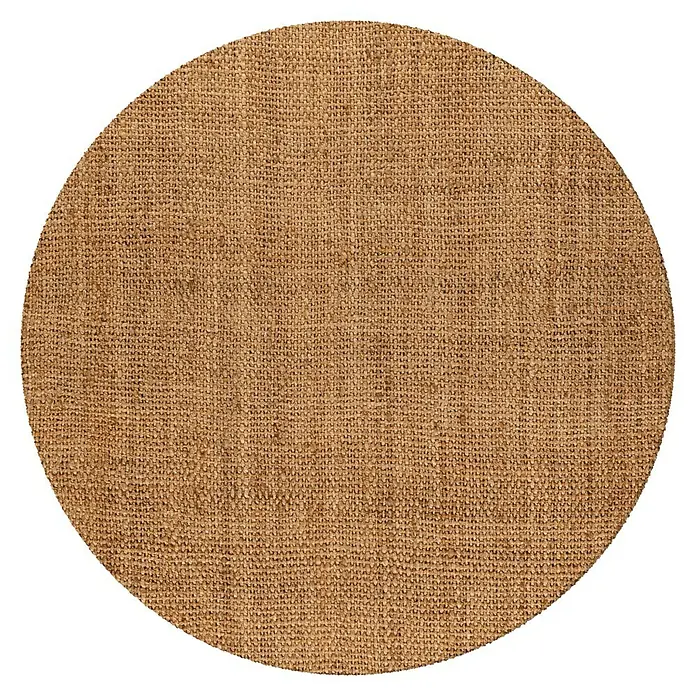 Juteteppich Nature 502 - Naturbraun, Durchmesser: 100 cm, 100 % Jute - Runde Tischdecke aus natürlichem Jute-Material für einen rustikalen Akzent auf Ihrem Tisch.