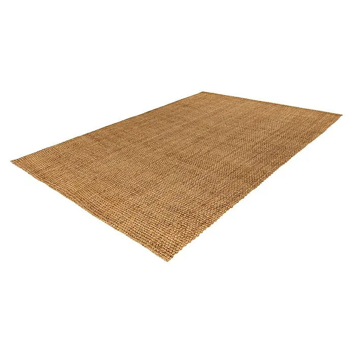 Juteteppich Nature 502 - Naturbraun, 150 x 80 cm, 100 % Jute - Nahaufnahme eines rechteckigen, natürlich gefärbten Teppichs mit Textur, der sich perfekt für jeden Raum eignet.