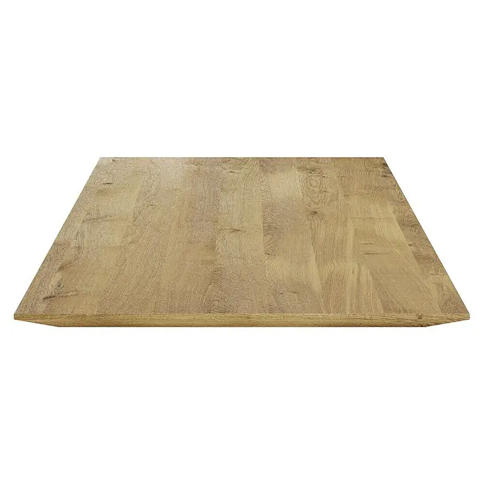 Tischplatte mit Schweizer Kante - Eiche, 180 x 85 x 2,6 cm - Eine schöne Tischplatte aus warmem, hellem Holz mit deutlicher Maserung, ideal für einen Esstisch oder Schreibtisch mit rustikalem Charme.