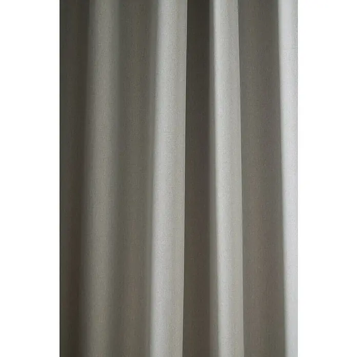 Cortina opaca Termorreguladora - An x Al: 140 x 300 cm, 100% poliéster, Gris - Primer plano de una cortina elegante con pliegues suaves, ideal para diseños de hogar decorativos y como una elegante pantalla de privacidad.