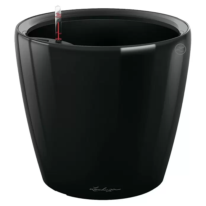 Lechuza Classico Pflanztopf Premium LSAußenmaß (Ø x H): 49,5 x 46,5 cm, Kunststoff, Schwarz Hochglanz