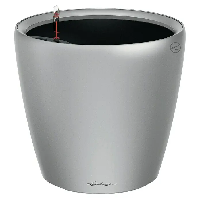 Lechuza Classico Pflanztopf Premium LSAußenmaß (Ø x H): 49,5 x 46,5 cm, Kunststoff, Silber Metallic - Vorderansicht
