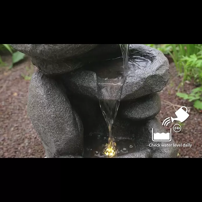 Fuente de jardín LED Mindoro - 28 x 30 x 45 cm - BAUHAUS- manual montaje fuente
