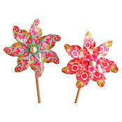 Windmühle (Länge: 74 cm, Durchmesser: 30 cm, Rosa/Grün/Türkis, Blumen und Schmetterlinge) | BAUHAUS